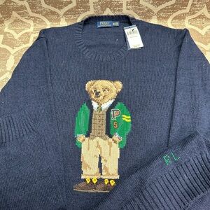 Ralph Lauren Navy Sweater with Bear Design